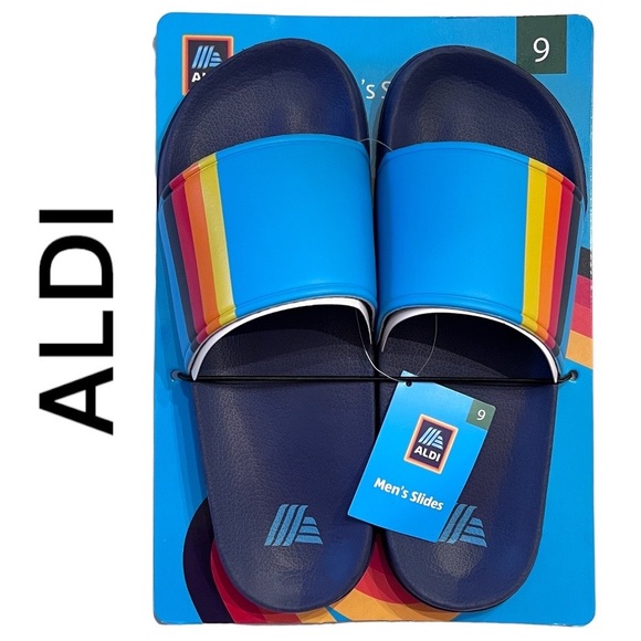 Aldi Shoes New Aldi 223 Capsule Collection Rainbow Mens Blue Slides